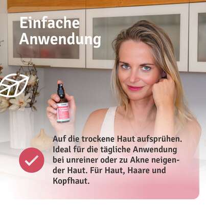 Sie sehen eine Packung Rosenwasser + Teebaumöl Spray, Produktbild: 09 Rosenwasser + Teebaumöl Spray, A-Nr.: 5731719 - 09