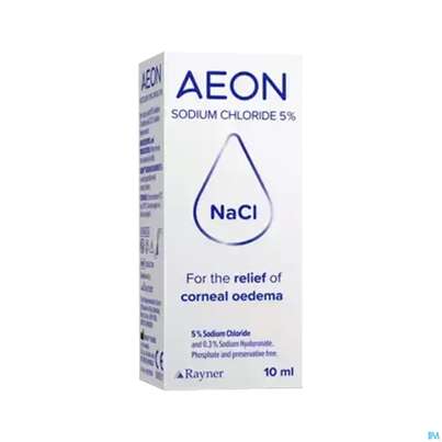 Sie sehen eine Packung Augentropfen Aeon Sodium Chloride 5% Ae-nacl1 10ml, Produktbild: 01 Augentropfen Aeon Sodium Chloride 5% Ae-nacl1 10ml, A-Nr.: 4966805 - 01
