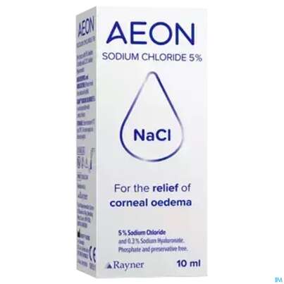 Sie sehen eine Packung Augentropfen Aeon Sodium Chloride 5% Ae-nacl1 10ml, Produktbild: 02 Augentropfen Aeon Sodium Chloride 5% Ae-nacl1 10ml, A-Nr.: 4966805 - 02