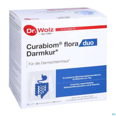 Sie sehen eine Packung Dr.wolz Curabiom Flora Duo 20 Portionsbtl +40kps 60527 60st, Produktbild: 03 Dr.wolz Curabiom Flora Duo 20 Portionsbtl +40kps 60527 60st, A-Nr.: 5636091 - 03