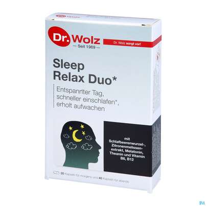 Sie sehen eine Packung Dr.wolz Sleep Relax Duo Kapseln 60517 60st, Produktbild: 02 Dr.wolz Sleep Relax Duo Kapseln 60517 60st, A-Nr.: 5465258 - 02