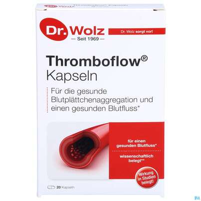 Sie sehen eine Packung Dr.wolz Thromboflow Kapseln 60653 20st, Produktbild: 01 Dr.wolz Thromboflow Kapseln 60653 20st, A-Nr.: 4164810 - 01