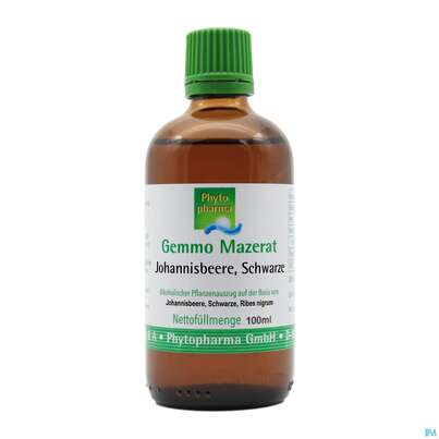 Sie sehen eine Packung Gemmo Mazerat Johannisbeere/schwarz Ribes Nigrum Phytopharma 100ml, Produktbild: 01 Gemmo Mazerat Johannisbeere/schwarz Ribes Nigrum Phytopharma 100ml, A-Nr.: 5394127 - 01