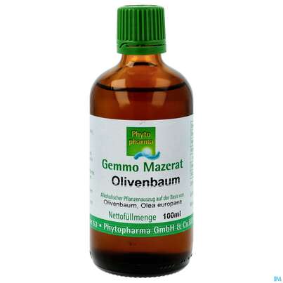 Sie sehen eine Packung Gemmo Mazerat Olivenbaum Olea Europaea Phytopharma 100ml, Produktbild: 01 Gemmo Mazerat Olivenbaum Olea Europaea Phytopharma 100ml, A-Nr.: 5394357 - 01