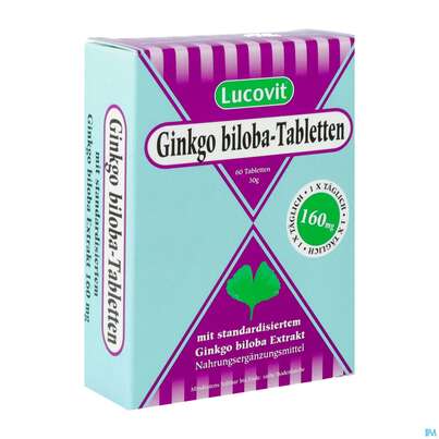 Sie sehen eine Packung Ginkgo Biloba Lucovit Tabl 160mg 60st, Produktbild: 02 Ginkgo Biloba Lucovit Tabl 160mg 60st, A-Nr.: 3242962 - 02