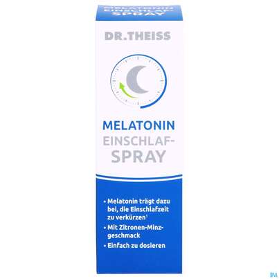 Sie sehen eine Packung Melatonin Einschlafspray -dr.theiss 50ml, Produktbild: 01 Melatonin Einschlafspray -dr.theiss 50ml, A-Nr.: 5408102 - 01