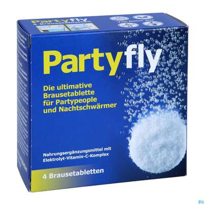 Sie sehen eine Packung Partyfly Brausetabl 4st, Produktbild: 03 Partyfly Brausetabl 4st, A-Nr.: 5699631 - 03