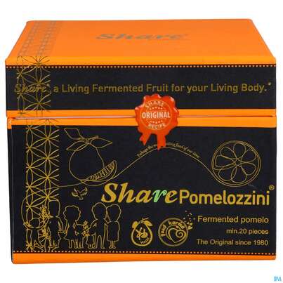 Sie sehen eine Packung Share Pomelozzini Fermentierte Pomelo 20st, Produktbild: 01 Share Pomelozzini Fermentierte Pomelo 20st, A-Nr.: 5185731 - 01