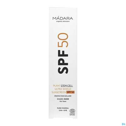 Sie sehen eine Packung Sonnenprodukte Madara/creme Ultra Sunscreen Plant Stem Cell Gesicht F50 40ml, Produktbild: 01 Sonnenprodukte Madara/creme Ultra Sunscreen Plant Stem Cell Gesicht F50 40ml, A-Nr.: 5449176 - 01
