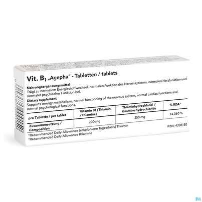 Vitamin B1 Tabl Dl 200mg Agepha 20st, A-Nr.: 4338150 - 03