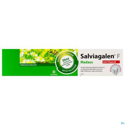 Sie sehen eine Packung Zahnpaste Salviagalen-f Creme 75ml, Produktbild: 01 Zahnpaste Salviagalen-f Creme 75ml, A-Nr.: 2643268 - 01