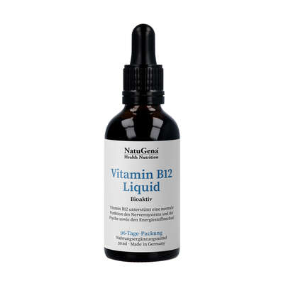 Sie sehen eine Packung NatuGena Vitamin B12 Liquid, Produktbild: 01 NatuGena Vitamin B12 Liquid, A-Nr.: 5665945 - 01