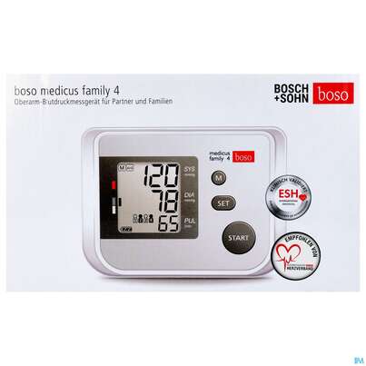 Sie sehen eine Packung Blutdruckmesser Boso Medicus Family 4 Pers.univ. 1st, Produktbild: 01 Blutdruckmesser Boso Medicus Family 4 Pers.univ. 1st, A-Nr.: 4235697 - 01