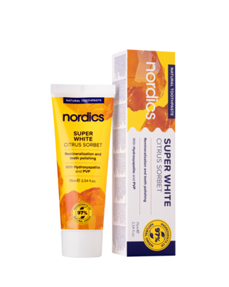 Sie sehen eine Packung Repair Zahnpasta Super White Zitrone Nordics, Produktbild: 01 Repair Zahnpasta Super White Zitrone Nordics, A-Nr.: 5973173 - 01