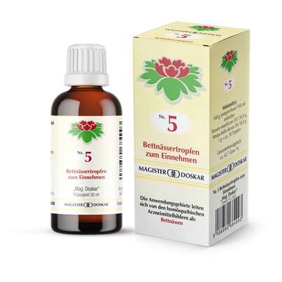 Sie sehen eine Packung Magister Doskar Nr. 5 Bettnässertropfen zum Einnehmen, Produktbild: 01 Magister Doskar Nr. 5 Bettnässertropfen zum Einnehmen, A-Nr.: 0684990 - 01