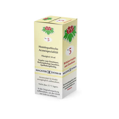 Sie sehen eine Packung Magister Doskar Nr. 5 Bettnässertropfen zum Einnehmen, Produktbild: 05 Magister Doskar Nr. 5 Bettnässertropfen zum Einnehmen, A-Nr.: 0684990 - 05