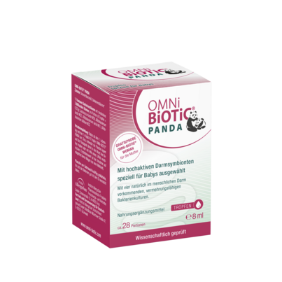 Sie sehen eine Packung OMNi-BiOTiC® PANDA Tropfen, 8 ml, Produktbild: 01 OMNi-BiOTiC® PANDA Tropfen, 8 ml, A-Nr.: 5911321 - 01