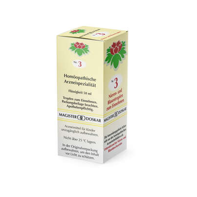 Sie sehen eine Packung Magister Doskar Nr. 3 Nieren- und Blasentropfen zum Einnehmen, Produktbild: 02 Magister Doskar Nr. 3 Nieren- und Blasentropfen zum Einnehmen, A-Nr.: 0684978 - 02