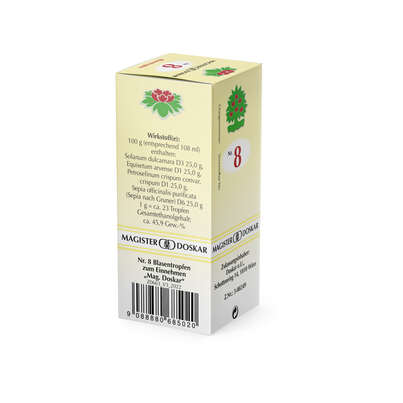 Sie sehen eine Packung Magister Doskar Tropfen Nr. 8 Blasentropfen zum Einnehmen, Produktbild: 04 Magister Doskar Tropfen Nr. 8 Blasentropfen zum Einnehmen, A-Nr.: 0685021 - 04