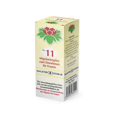 Sie sehen eine Packung Magister Doskar Nr. 11 Migränetropfen für Frauen zum Einnehmen, Produktbild: 03 Magister Doskar Nr. 11 Migränetropfen für Frauen zum Einnehmen, A-Nr.: 0685050 - 03