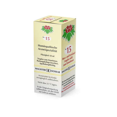 Sie sehen eine Packung Magister Doskar Nr. 15 Herz- und Kreislauftropfen mild zum Einnehmen, Produktbild: 04 Magister Doskar Nr. 15 Herz- und Kreislauftropfen mild zum Einnehmen, A-Nr.: 0685104 - 04