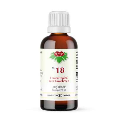 Sie sehen eine Packung Magister Doskar Nr. 18 Frauentropfen zum Einnehmen, Produktbild: 01 Magister Doskar Nr. 18 Frauentropfen zum Einnehmen, A-Nr.: 0685133 - 01