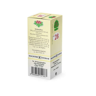 Sie sehen eine Packung Magister Doskar Nr. 28 Venentropfen zum Einnehmen, Produktbild: 04 Magister Doskar Nr. 28 Venentropfen zum Einnehmen, A-Nr.: 0721662 - 04