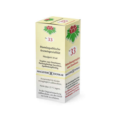 Sie sehen eine Packung Magister Doskar Nr. 33 Entwöhnungstropfen zum Einnehmen, Produktbild: 05 Magister Doskar Nr. 33 Entwöhnungstropfen zum Einnehmen, A-Nr.: 0721722 - 05