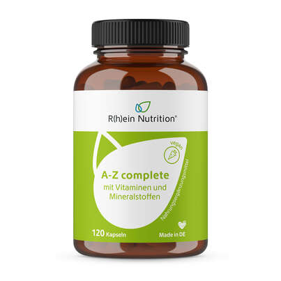 Sie sehen eine Packung R(h)ein Nutrition A-Z complete Multivitamin Kapseln, Produktbild: 01 R(h)ein Nutrition A-Z complete Multivitamin Kapseln, A-Nr.: 5987123 - 01