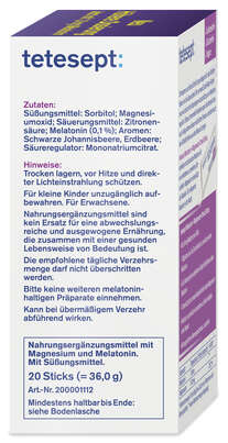 TETESEPT Melatonin 1,8mg + Magnesium Direkt Sticks 20 St., A-Nr.: 5709223 - 05