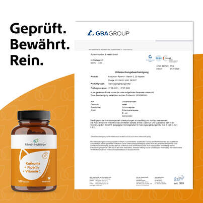 Sie sehen eine Packung R(h)ein Nutrition Kurkuma 95 % Curcumin + Piperin + Vitamin C Kapseln, Produktbild: 07 R(h)ein Nutrition Kurkuma 95 % Curcumin + Piperin + Vitamin C Kapseln, A-Nr.: 5987175 - 07