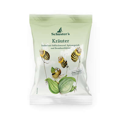 Sie sehen eine Packung Schuster’s Kräuter Zuckerl ohne Zucker, Produktbild: 01 Schuster’s Kräuter Zuckerl ohne Zucker, A-Nr.: 5695969 - 01