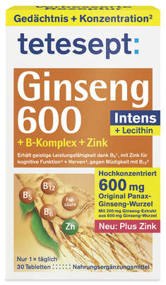 TETESEPT Ginseng 600 Intens Tabletten 30 Stk, A-Nr.: 5973227 - 01