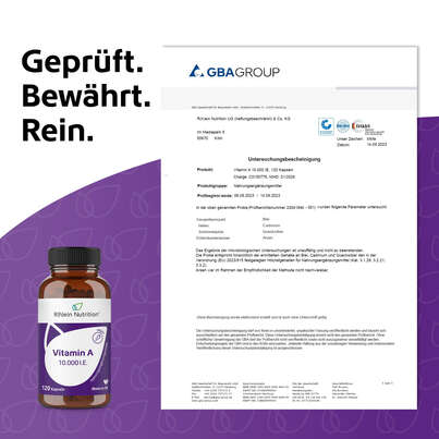 Sie sehen eine Packung R(h)ein Nutrition Vitamin A 10.000 I. E. Kapseln hochdosiert vegan, Produktbild: 07 R(h)ein Nutrition Vitamin A 10.000 I. E. Kapseln hochdosiert vegan, A-Nr.: 5987229 - 07