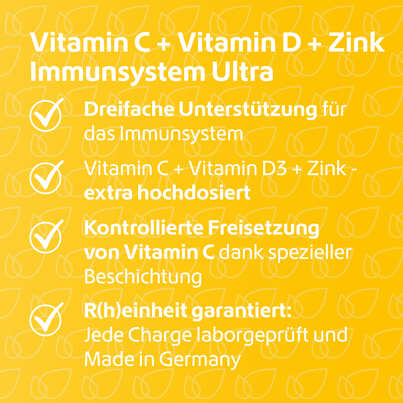 Sie sehen eine Packung R(h)ein Nutrition Vitamin C + D3 + Zink Immunsystem Ultra Kapseln, Produktbild: 03 R(h)ein Nutrition Vitamin C + D3 + Zink Immunsystem Ultra Kapseln, A-Nr.: 5987270 - 03