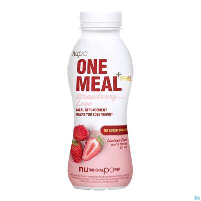 Sie sehen eine Packung Nupo Lebenswert Onemeal/shake Strawberry 330ml, Produktbild: 01 Nupo Lebenswert Onemeal/shake Strawberry 330ml, A-Nr.: 5739017 - 01