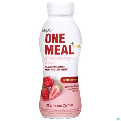 Sie sehen eine Packung Nupo Lebenswert Onemeal/shake Strawberry 330ml, Produktbild: 02 Nupo Lebenswert Onemeal/shake Strawberry 330ml, A-Nr.: 5739017 - 02