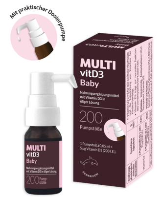 Sie sehen eine Packung MULTIvitD3 Baby mit Vitamin D3, Produktbild: 01 MULTIvitD3 Baby mit Vitamin D3, A-Nr.: 5470271 - 01