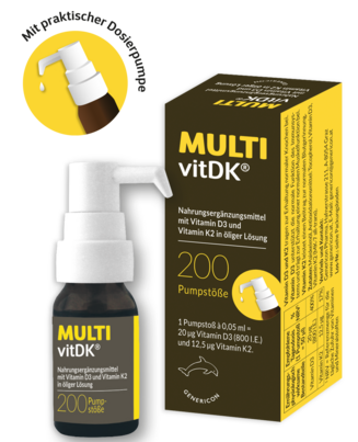 Sie sehen eine Packung MULTIvitDK® mit Vitamin D3 und Vitamin K2, Produktbild: 01 MULTIvitDK® mit Vitamin D3 und Vitamin K2, A-Nr.: 4862603 - 01