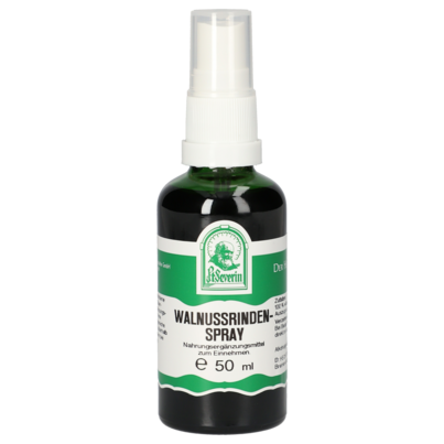 Sie sehen eine Packung WALNUSSRINDEN SPRAY 50 ML, Produktbild: 01 WALNUSSRINDEN SPRAY 50 ML, A-Nr.: 4445101 - 01