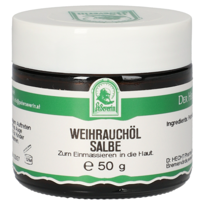 Sie sehen eine Packung WEIHRAUCHOEL SALBE 50 G, Produktbild: 01 WEIHRAUCHOEL SALBE 50 G, A-Nr.: 5671354 - 01