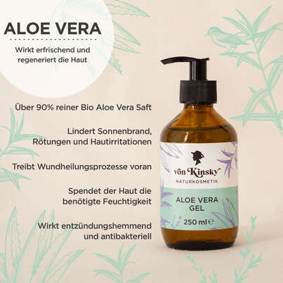Sie sehen eine Packung von Kinsky® Bio Aloe Vera Gel Feuchtigkeitspflege, Produktbild: 02 von Kinsky® Bio Aloe Vera Gel Feuchtigkeitspflege, A-Nr.: 5987347 - 02