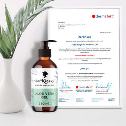 Sie sehen eine Packung von Kinsky® Bio Aloe Vera Gel Feuchtigkeitspflege, Produktbild: 06 von Kinsky® Bio Aloe Vera Gel Feuchtigkeitspflege, A-Nr.: 5987347 - 06