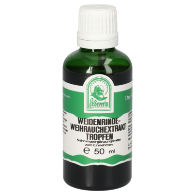 Sie sehen eine Packung WEIDENRINDE-WEIHRAUCHEXTRAKT TROPFEN 50 ML, Produktbild: 01 WEIDENRINDE-WEIHRAUCHEXTRAKT TROPFEN 50 ML, A-Nr.: 5719316 - 01