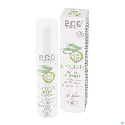 Sie sehen eine Packung Eco Cosmetics Naturals Augengel Bio Aloe Vera Bio Gurke 15ml, Produktbild: 01 Eco Cosmetics Naturals Augengel Bio Aloe Vera Bio Gurke 15ml, A-Nr.: 5963588 - 01