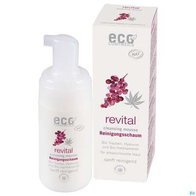 Sie sehen eine Packung Eco Cosmetics Revital Linie Revital Reinigungsschaum 100ml, Produktbild: 02 Eco Cosmetics Revital Linie Revital Reinigungsschaum 100ml, A-Nr.: 5774835 - 02