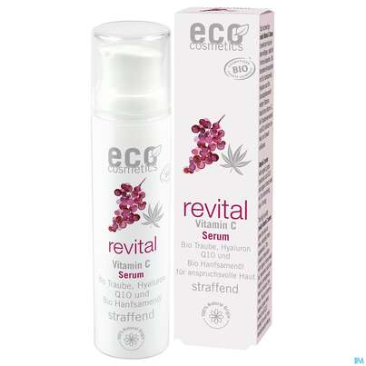 Sie sehen eine Packung Eco Cosmetics Revital Linie Serum +vitamin C 30ml, Produktbild: 02 Eco Cosmetics Revital Linie Serum +vitamin C 30ml, A-Nr.: 5963571 - 02
