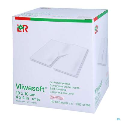 Schlitzkompressen Vliwasoft 4fach Steril 10x 10cm 100st, A-Nr.: 1518791 - 04