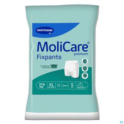 Sie sehen eine Packung Inkontinenz Molicare Fixpants/premium Long Leg Xl Gruen 5st, Produktbild: 01 Inkontinenz Molicare Fixpants/premium Long Leg Xl Gruen 5st, A-Nr.: 3724804 - 01