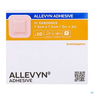 Sie sehen eine Packung Wundverband Allevyn/polyurethan Adhesive 7,5x 7,5cm -tam 10st, Produktbild: 02 Wundverband Allevyn/polyurethan Adhesive 7,5x 7,5cm -tam 10st, A-Nr.: 4736620 - 02